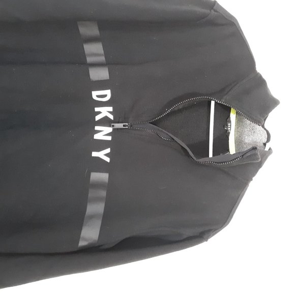 DKNY 1/4 Zip Fleece Lined Pullover Sweater Jacket Men's Large Black EUC - Picture 2 of 5